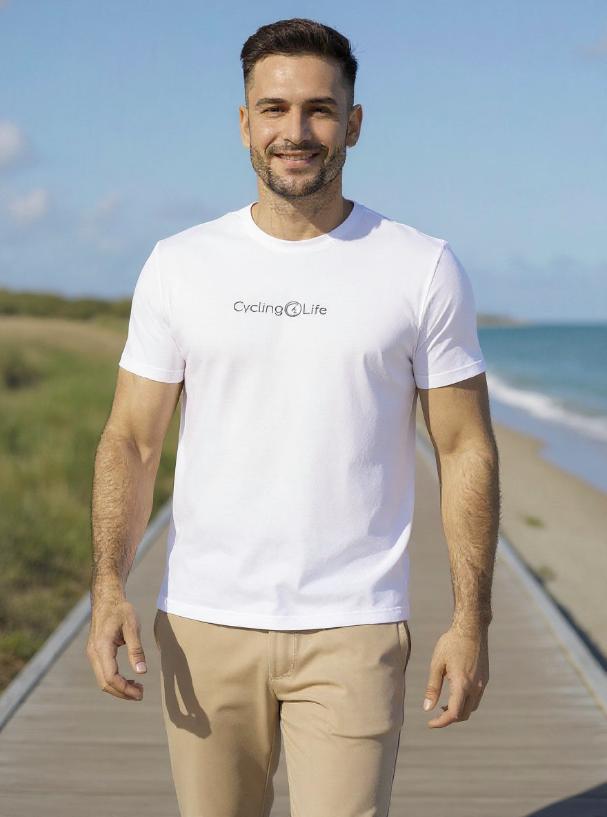 T-shirt ras du cou pour homme en blanc avec grand logo