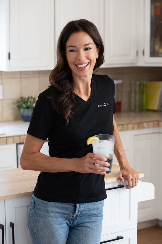 Women's V-Neck T-Shirt in Black