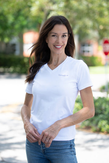 Women's V-Neck T-Shirt in White