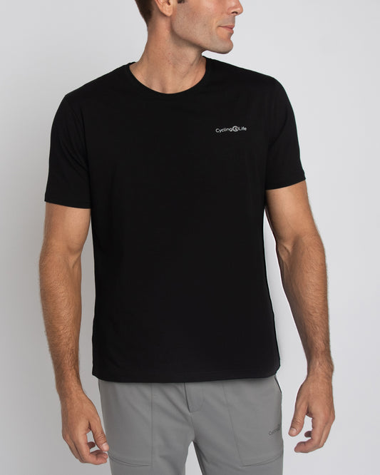 T-shirt ras du cou pour homme en noir
