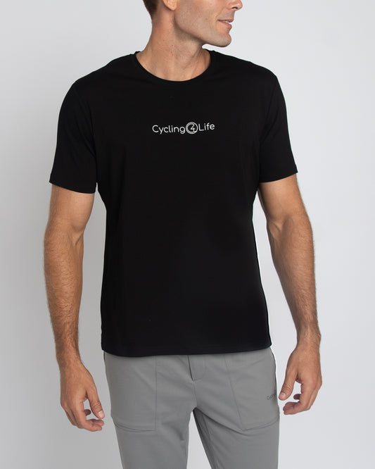 T-shirt ras du cou pour homme en noir avec grand logo