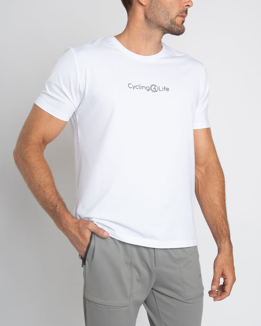 T-shirt ras du cou pour homme en blanc avec grand logo